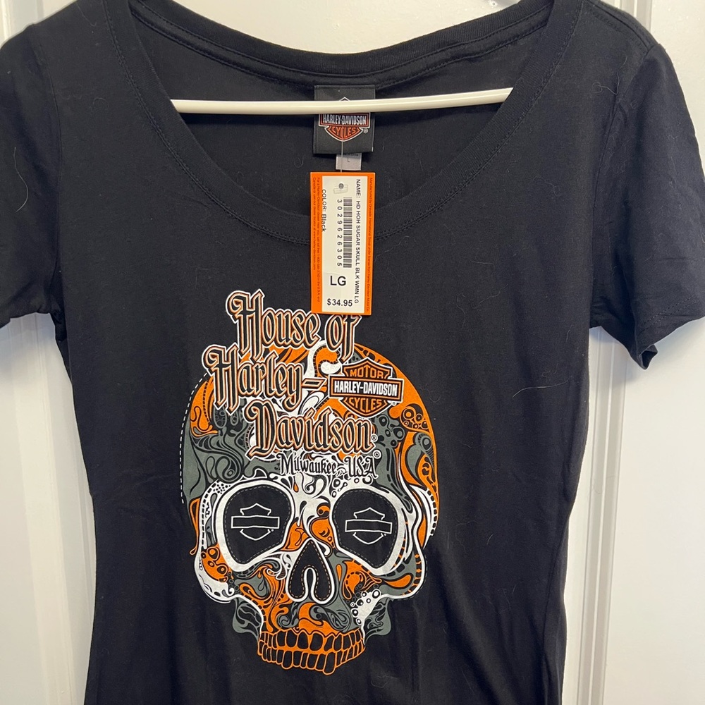 Harley-Davidson Black and Orange Graphic Tee